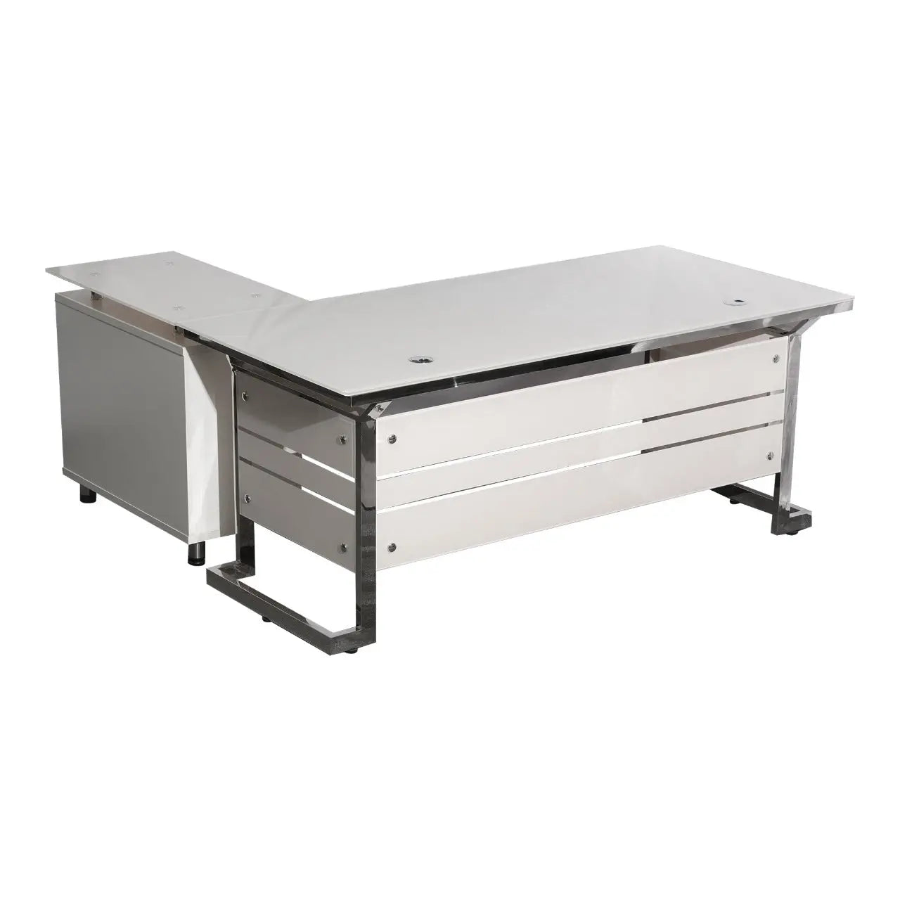 Executive Office Table Glossy White | Tempered Glass Executive Desk DB-068