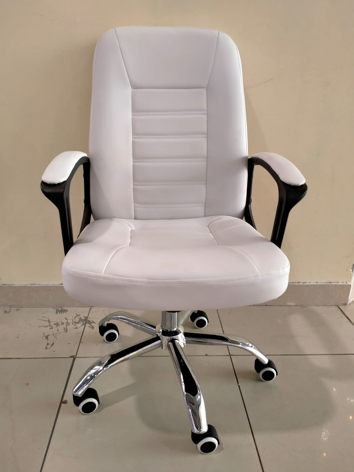 White  Leather Chair with Adjustable Height, Office Chair, Study Chair - - COOLBABY