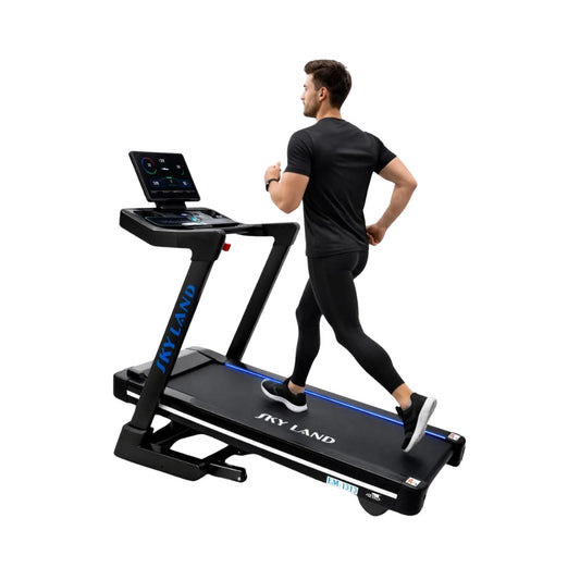 SKY LAND EM‑1313 Heavy‑Duty Foldable Home Treadmill – 3.5HP Brushless Motor (6HP Peak), 25% Auto Incline, 1–22 km/h Speed, Smart LED Console, Bluetooth App & Speakers, 150×58 cm Running Deck – Black - COOLBABY