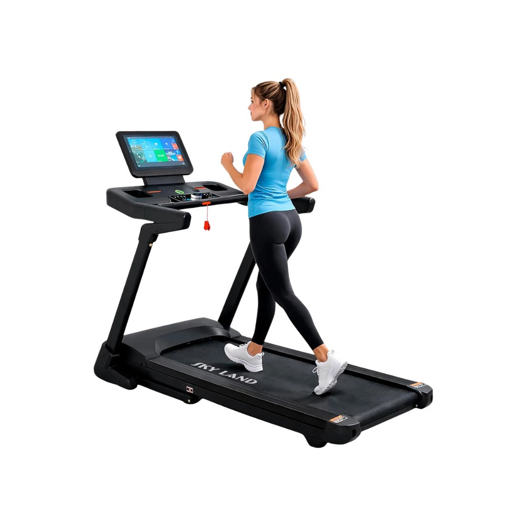 SKY LAND EM‑1312 Premium Foldable Home Treadmill – 6.0HP Peak Motor, 1–18 km/h Speed, Bluetooth App, Wireless Charging – Black
