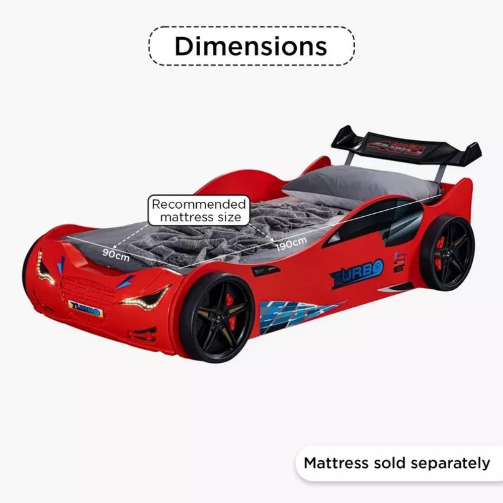 Vanilla Turbo Kids’ Car Bed – Single Size 90×190 cm, ABS Plastic Frame, Modern Racing Design, Durable & Easy‑Clean Finish - COOLBABY