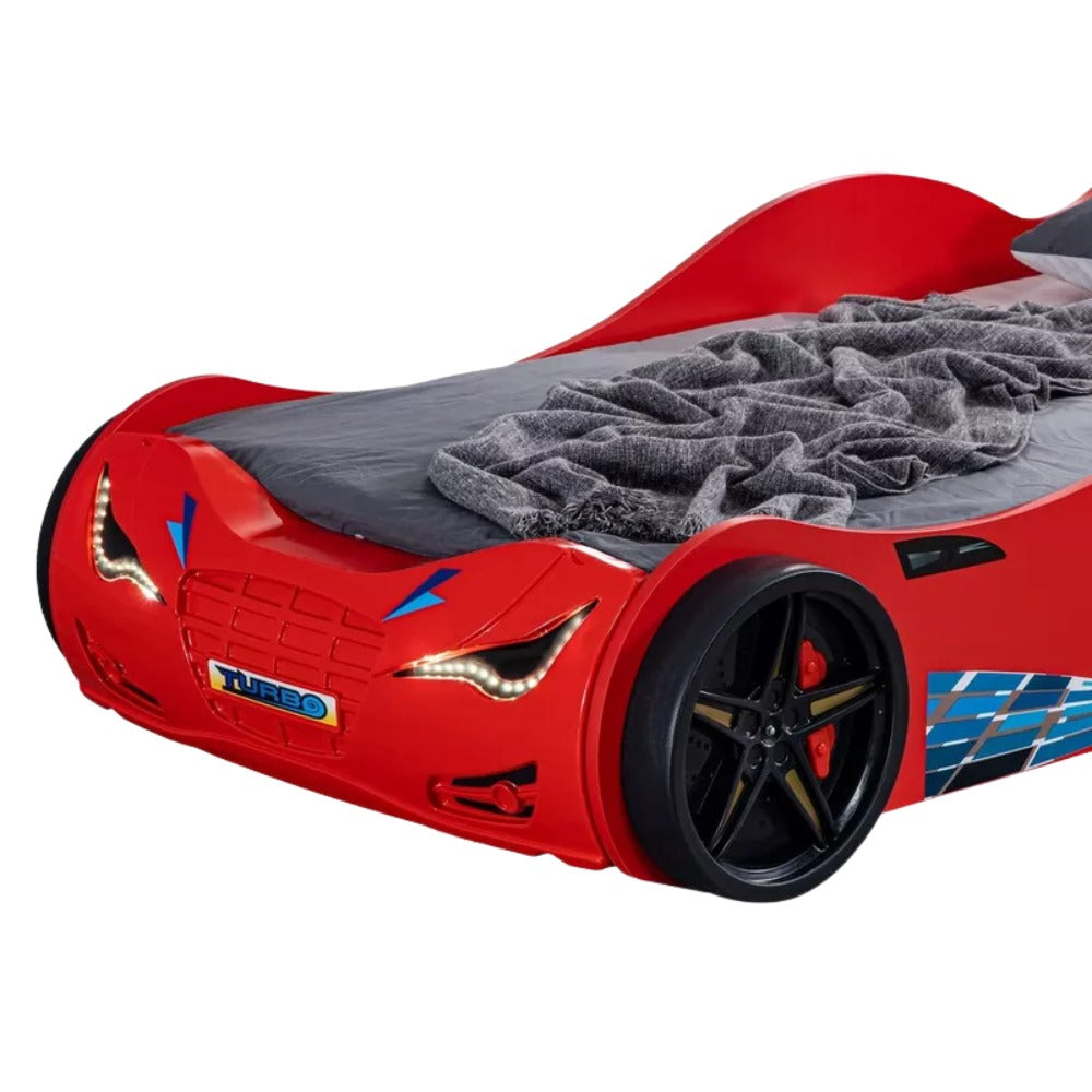Vanilla Turbo Kids’ Car Bed – Single Size 90×190 cm, ABS Plastic Frame, Modern Racing Design, Durable & Easy‑Clean Finish - COOLBABY