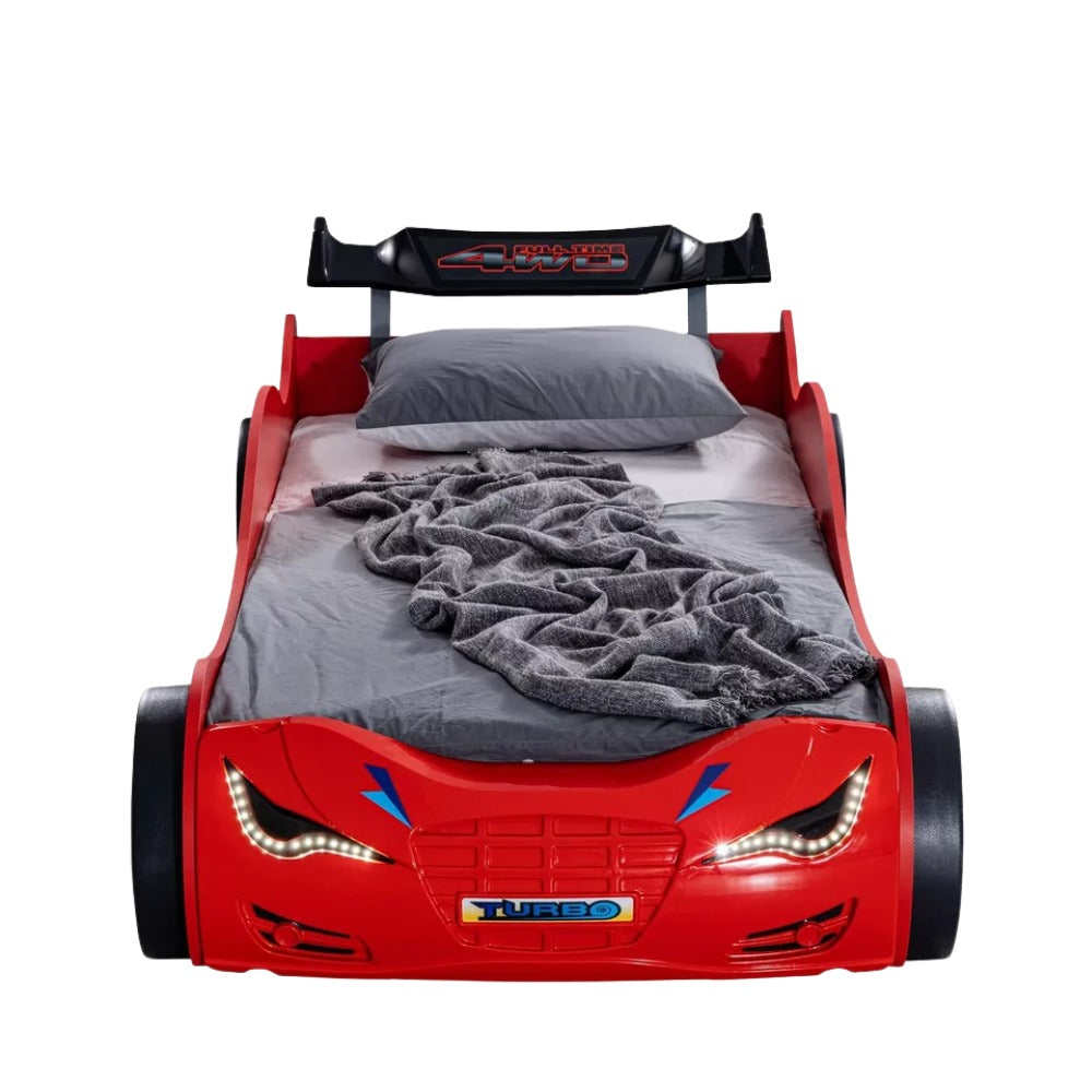 Vanilla Turbo Kids’ Car Bed – Single Size 90×190 cm, ABS Plastic Frame, Modern Racing Design, Durable & Easy‑Clean Finish - COOLBABY