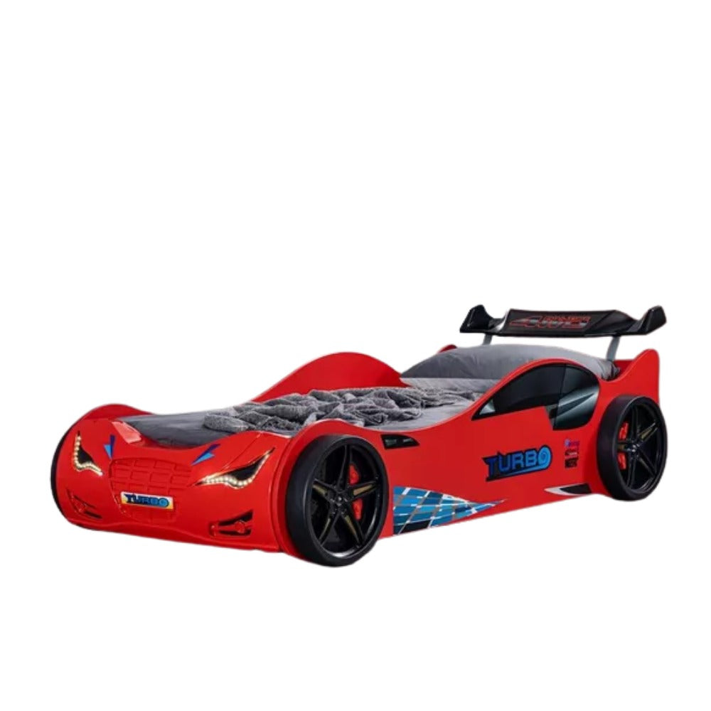 Vanilla Turbo Kids’ Car Bed – Single Size 90×190 cm, ABS Plastic Frame, Modern Racing Design, Durable & Easy‑Clean Finish - COOLBABY