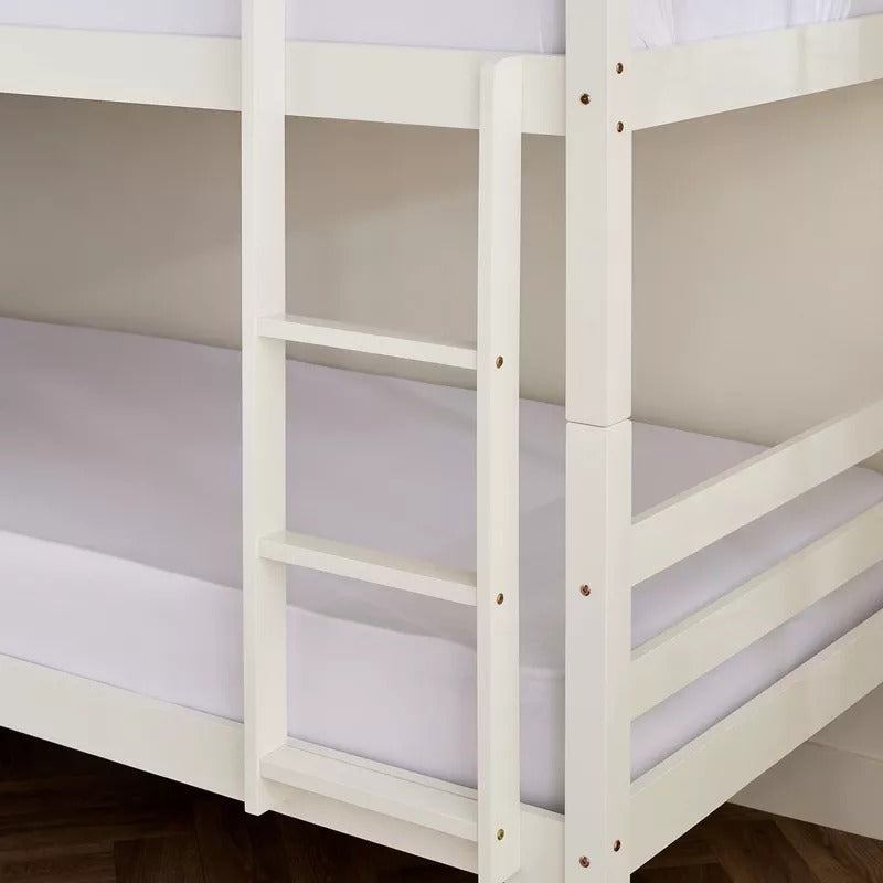 Movo Stova Vanilla Single Bunk Bed – 90×200 cm, Solid Wood Frame, Modern Space‑Saving Kids’ Bunk Bed with Integrated Ladder - COOLBABY