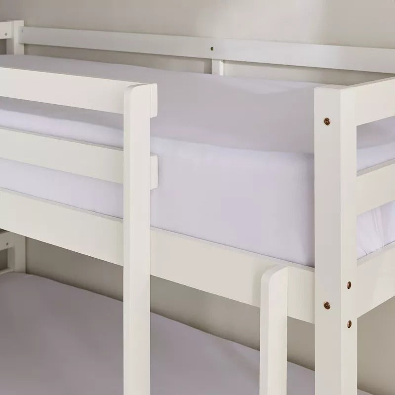 Movo Stova Vanilla Single Bunk Bed – 90×200 cm, Solid Wood Frame, Modern Space‑Saving Kids’ Bunk Bed with Integrated Ladder - COOLBABY