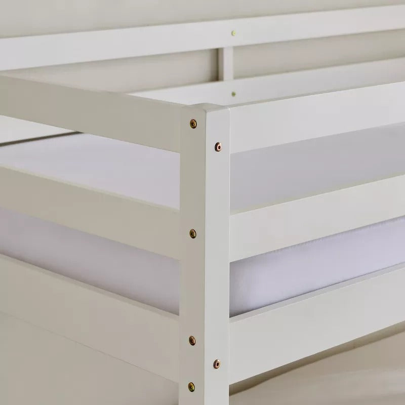 Stova Vanilla Floor Bunk Bed – Single Size 90×200 cm, Solid Wood Low‑Profile Bunk Bed with Ladder, Modern Space‑Saving Kids’ Bed - COOLBABY