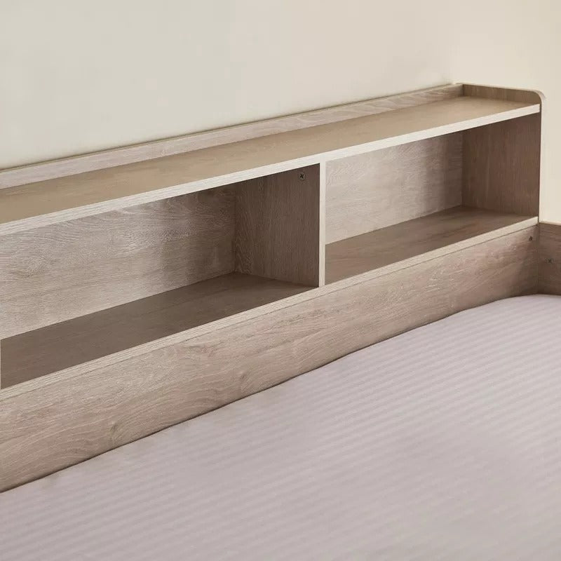 Ivory Halmstad Single Bunk Bed with Trundle – 90×200 cm, Engineered Wood Frame, Pull‑Out Extra Bed & Storage Shelves, Modern Space‑Saving Kids’ Bunk Bed - COOLBABY