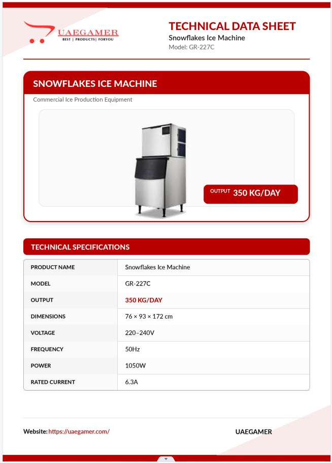 GR-227C Snowflake Ice Machine 227KG/Day – Commercial Snowflake Ice Maker 220–240V