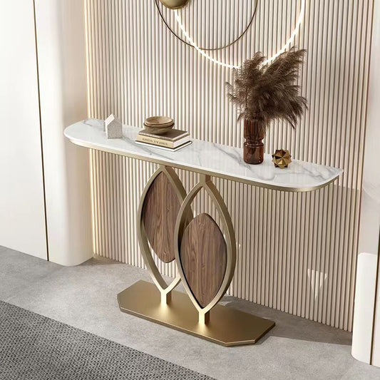 Console Table, Gold Metal Frame with Slate Marble Top - 100cm width - COOLBABY