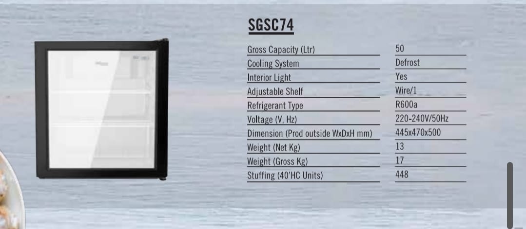 50L Upright Display Countertop Fridge