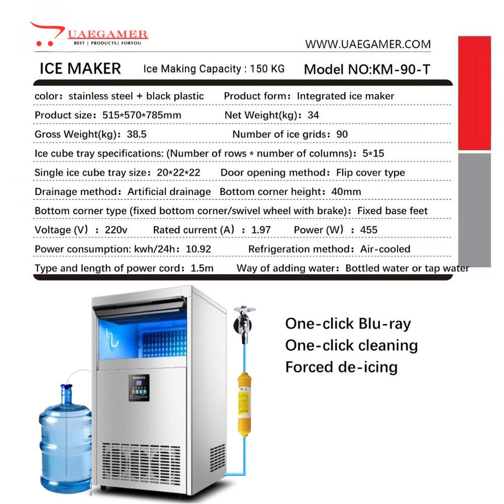 Commercial Ice Maker Machine, 75KGS/24H Stainless Steel under Counter Ice Machine with 20KGS Ice Storage Capacity, for/Restaurant/Bar/Coffee Shop