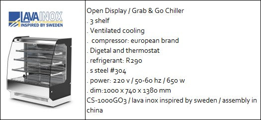 Open Display / Grab & Go Chiller 3 shelf Ventilated cooling - COOLBABY