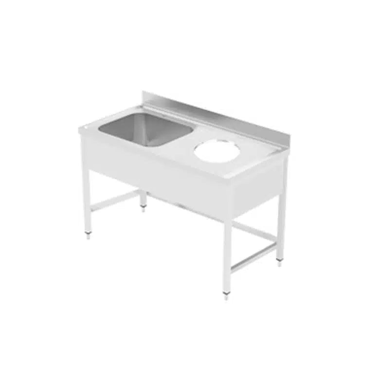 Commercial Sink Work Table with Scrapping Hole | AISI 304 Stainless Steel | Single Bowl Sink | Made in UAE
