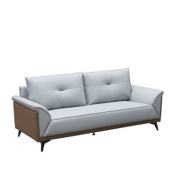 COOLBABY XP-227-B Modern Office Sofa Set - Grey PU Leather with Metal Frame and Thick Cushion Seating