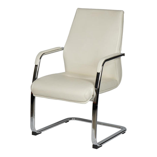 COOLBABY Ergonomic Grey Office Visitor Chair YS-1517 C with PU Leather and Chrome Base - COOLBABY