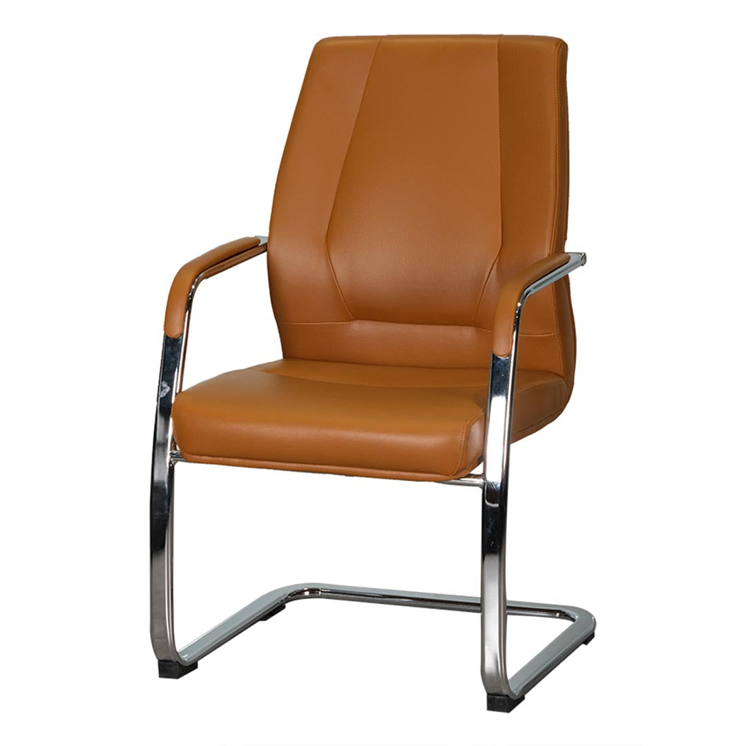 COOLBABY Ergonomic Grey Office Visitor Chair YS-1517 C with PU Leather and Chrome Base - COOLBABY