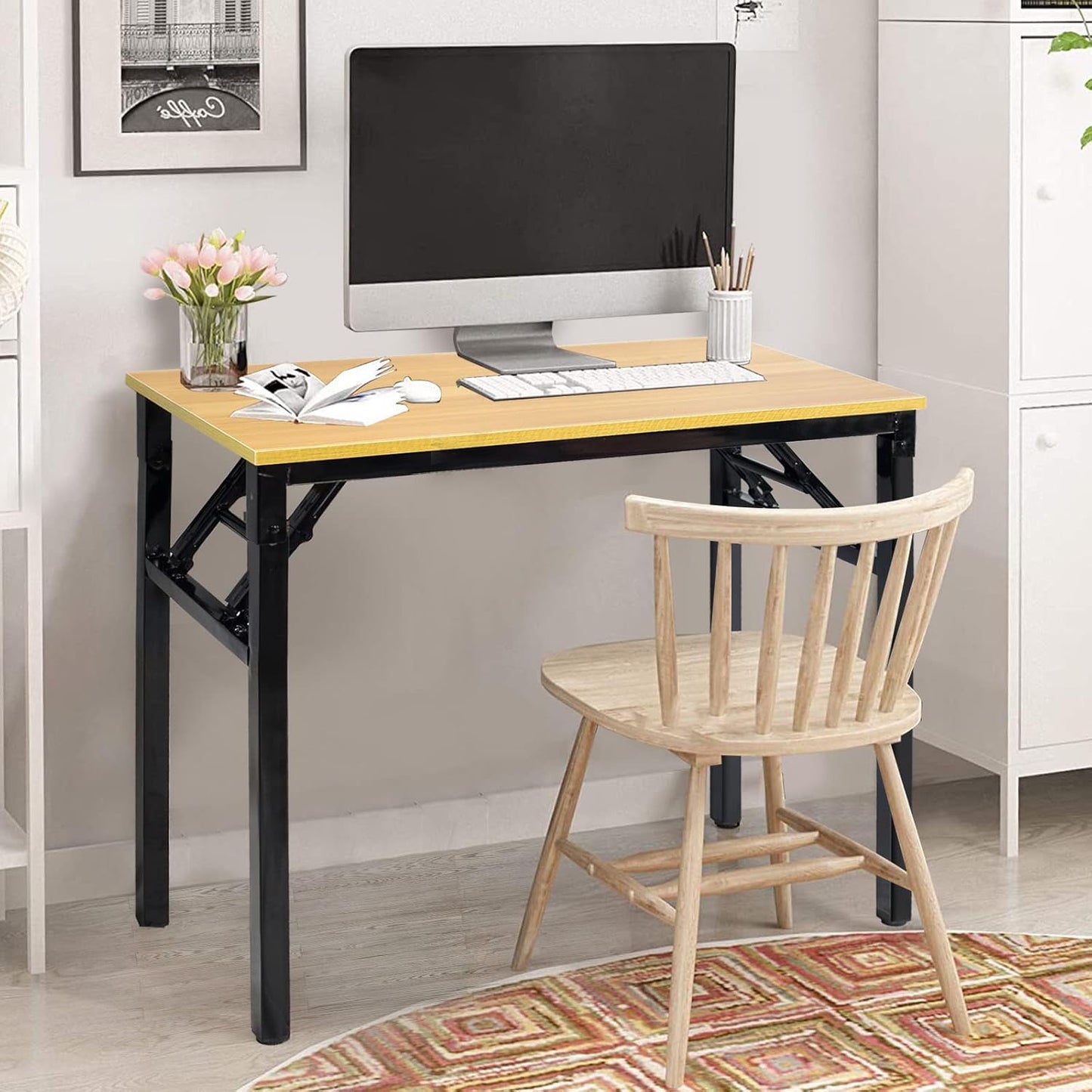 Foldable Adjustable‑Height Standing Table (80 × 40 × 75 cm) – Portable Camping, Picnic, Garden, BBQ & Coffee Table – No Assembly Needed, Yellow Top, Black Frame - COOLBABY