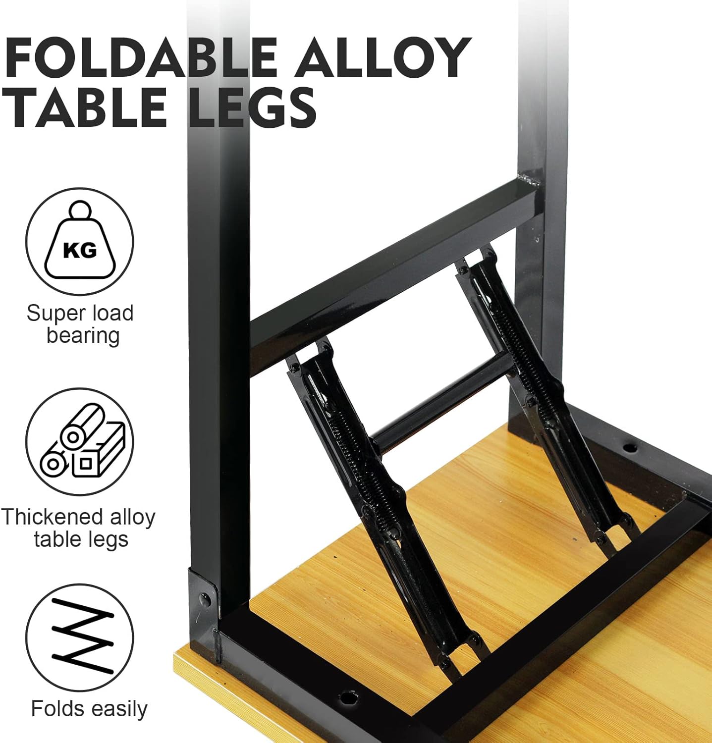 Foldable Adjustable‑Height Standing Table (80 × 40 × 75 cm) – Portable Camping, Picnic, Garden, BBQ & Coffee Table – No Assembly Needed, Yellow Top, Black Frame - COOLBABY