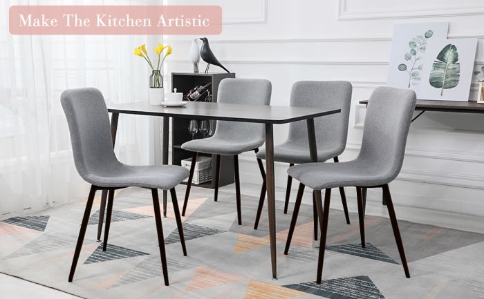 Fabric Cushion Grey Dining Chair for Kitchen, Living Room - COOLBABY