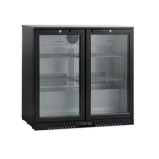 BC02PP 2 Door Bar Cooler | 220L Black Epoxy Commercial Beverage Fridge