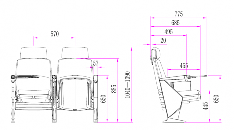 Auditorium Chair Theater Cinema Chair With High Back And Unique Modeling Design