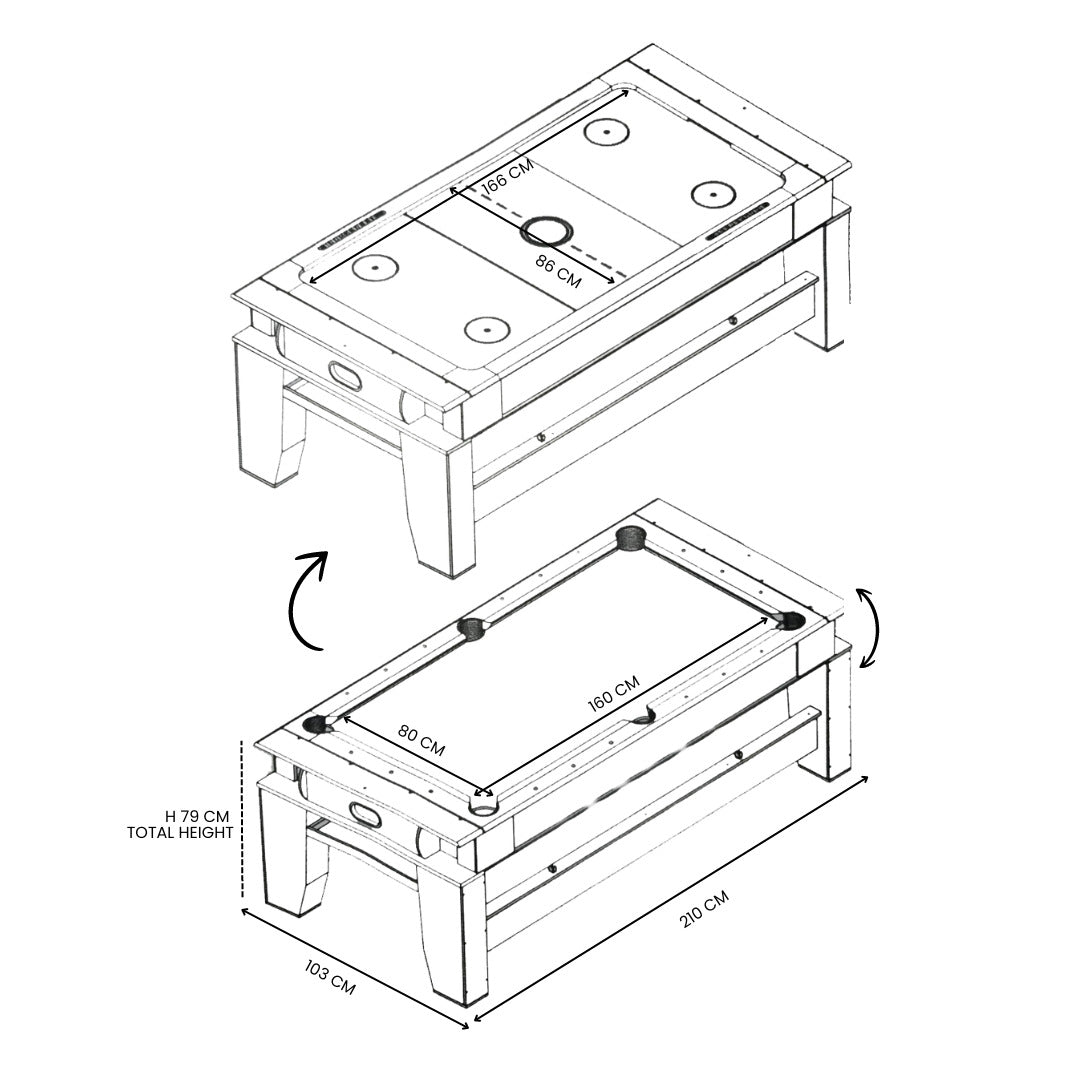 2 in 1 Pool Table Multigame Billiards 7ft red with Air Hockey – Billardhockey