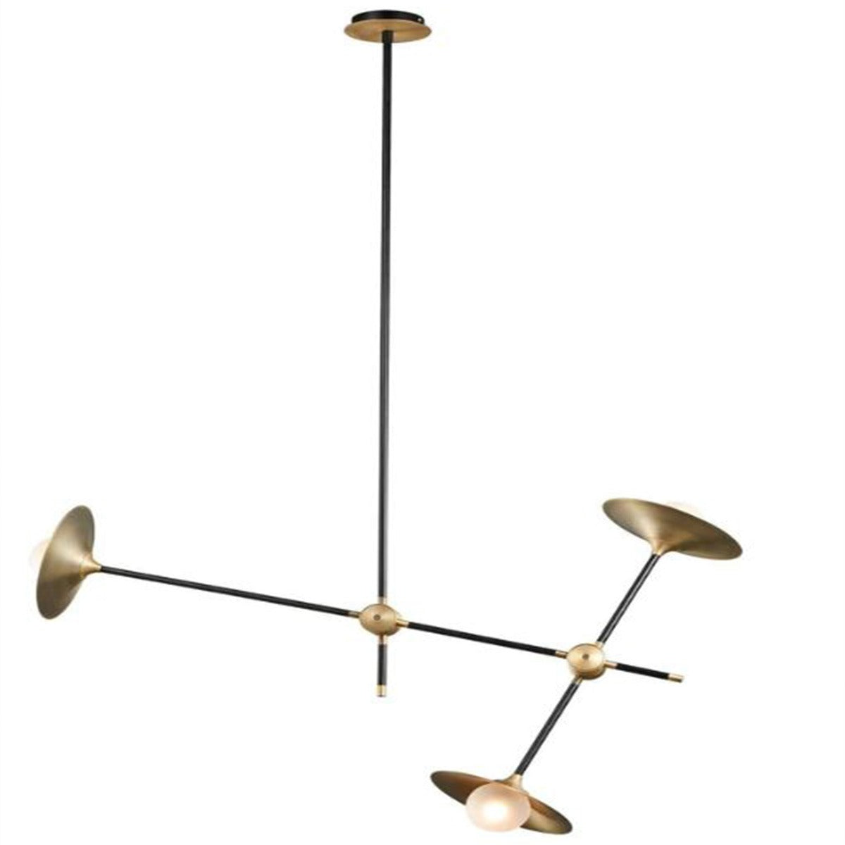 Modern Hanging Light Collared Baton - Antique Brass