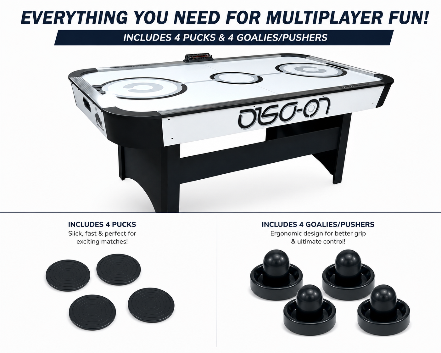 Rais 7FT Air Hockey Table with Electronic Scoring & Powerful Blower | 2130 x 1210 x 810mm