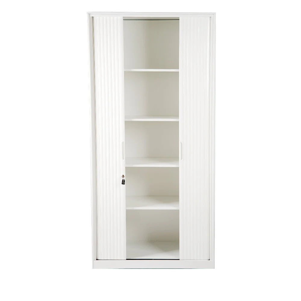 COOLBABY White Flexi Door Storage Cabinet with Adjustable Shelving & ABS Tambour Doors - COOLBABY