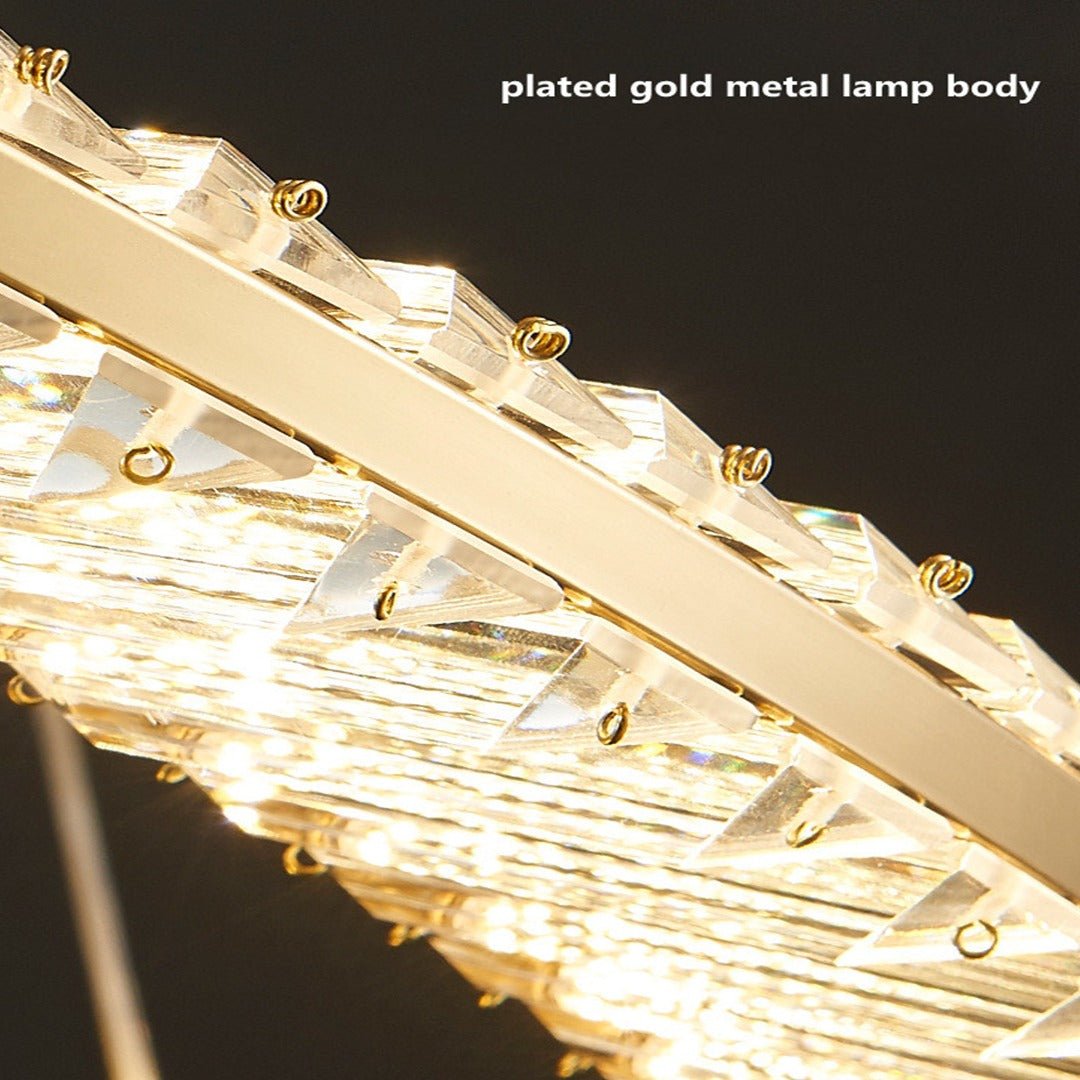 Titanium Gold K9 Crystal 48W - Stainless Steel Luxury Ceiling Light - Gold