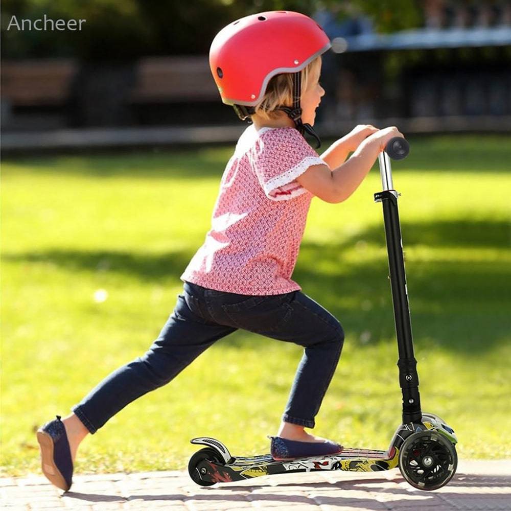 COOLBABY 036S Kids Scooter 3 Wheel  4Wheel Mini Adjustable Kick Scooter with LED Light Up Wheels - COOL BABY