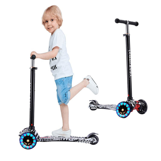 COOLBABY 036S Kids Scooter 3 Wheel  4Wheel Mini Adjustable Kick Scooter with LED Light Up Wheels - COOL BABY