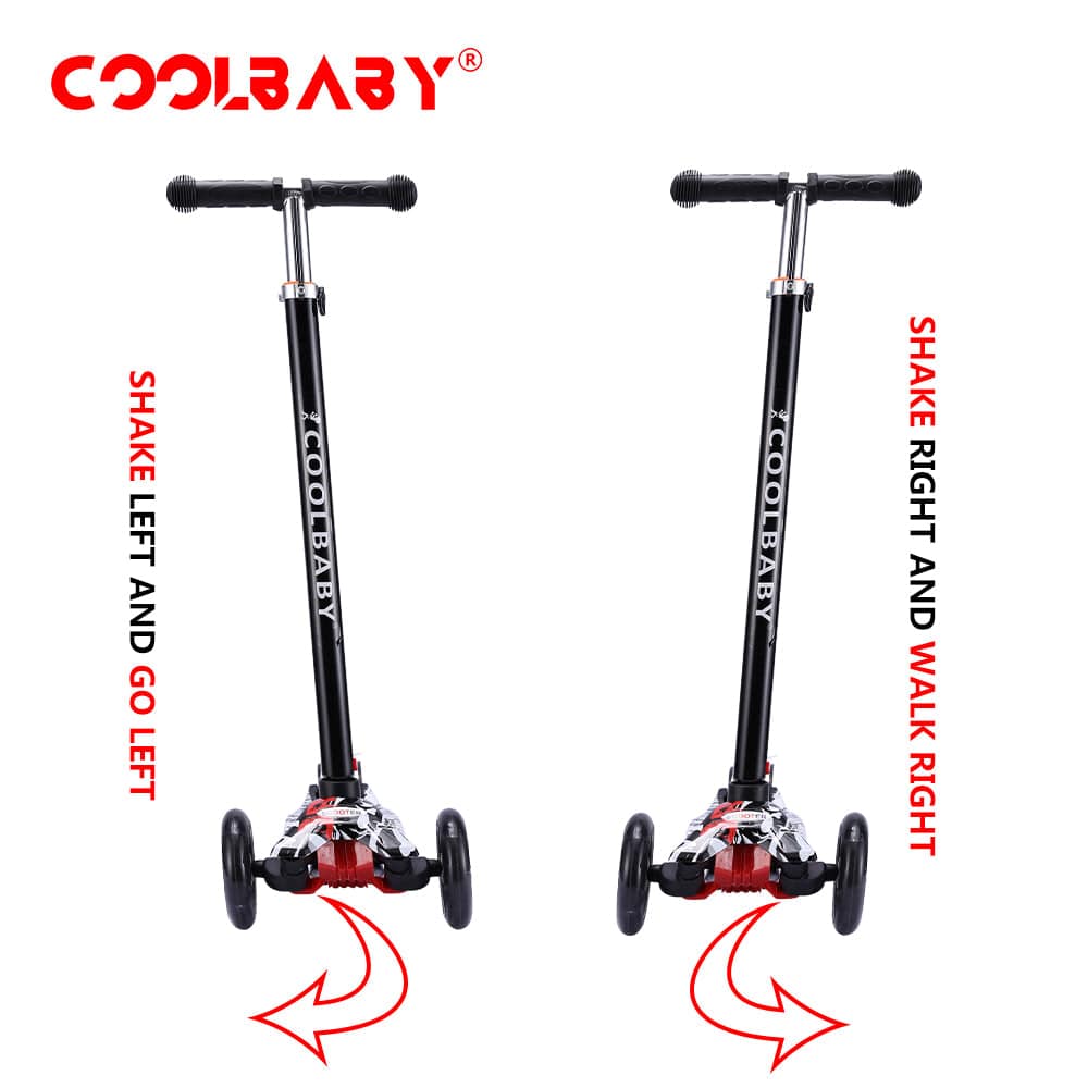 COOLBABY 036S Kids Scooter 3 Wheel  4Wheel Mini Adjustable Kick Scooter with LED Light Up Wheels - COOL BABY