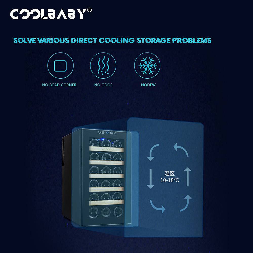 COOLBABY 18-Bottle Red Wine Cabinet: Circulation Cooling, Constant Temperature Storage, and Elegant Design - COOLBABY