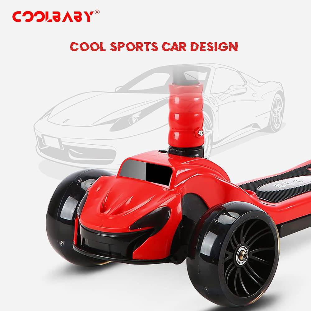 COOLBABY 308-RD 3 Wheel Scooter T Bar Mini Pro Foot Push Kids Kick For 3+Years Kids-308/Red - COOLBABY