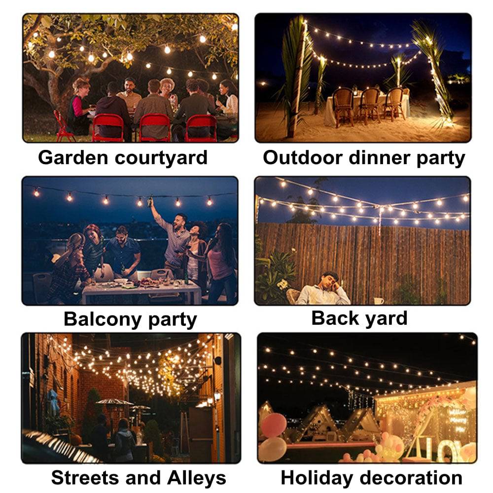 COOLBABY 50Ft(15m) S14 Outdoor Warm Lights with 15 Bulbs +1 Spare Bulb - COOLBABY