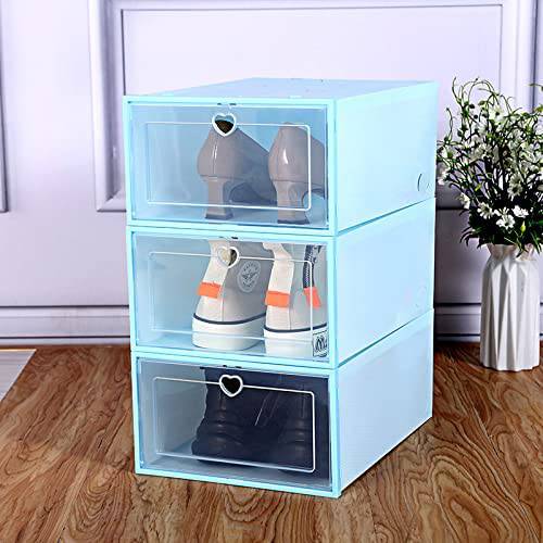 COOLBABY 6 PCS Stackable Shoe Box, Drawer Push Shoe Box Dustproof Transparent Boxes Plastic - COOLBABY