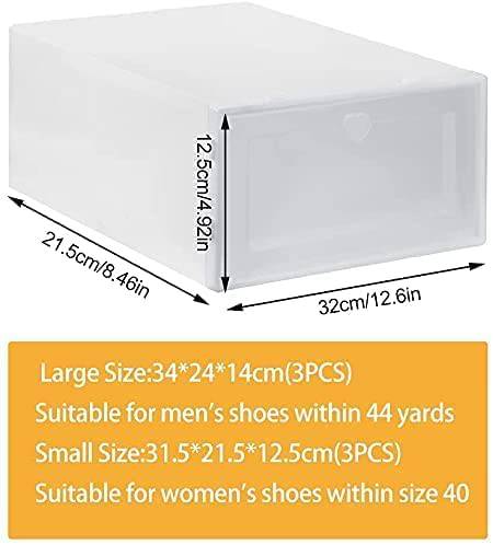 COOLBABY 6 PCS Stackable Shoe Box, Drawer Push Shoe Box Dustproof Transparent Boxes Plastic - COOLBABY