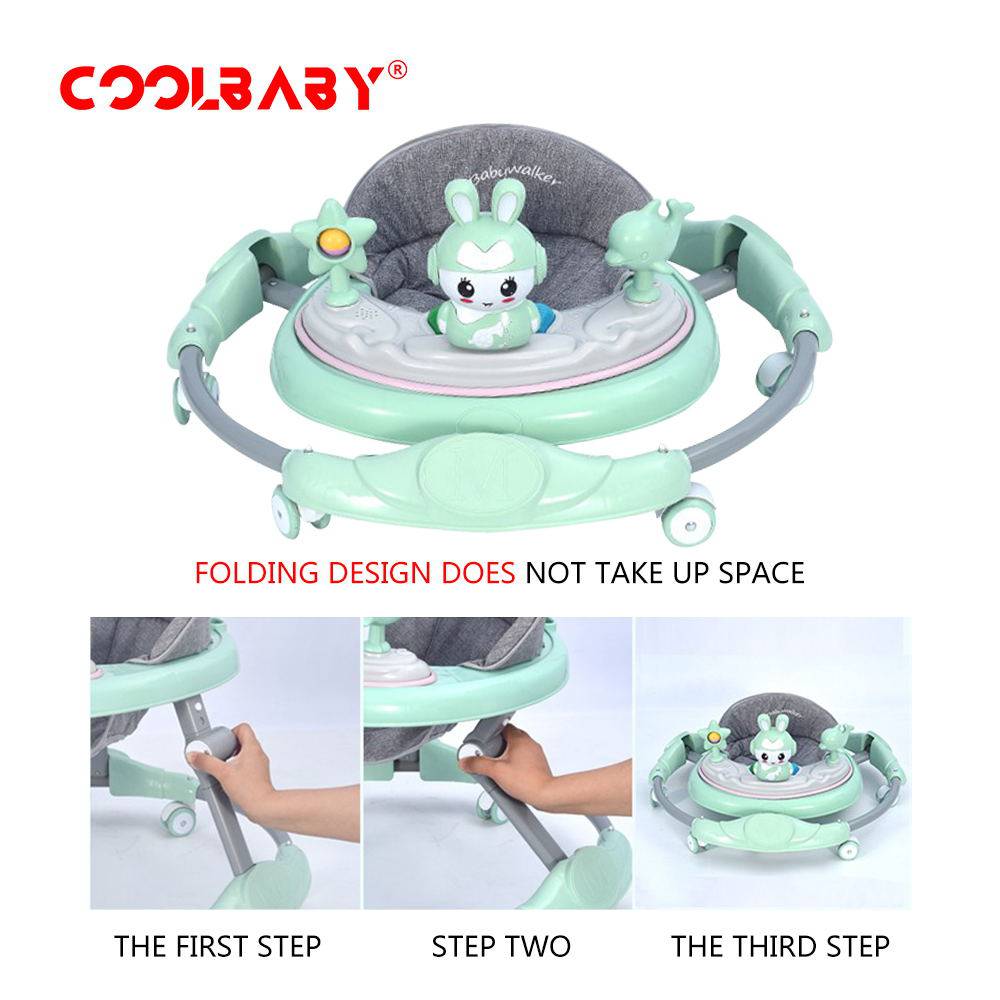 COOLBABY A136D Baby walker multifunctional anti-rollover anti-O leg can sit folding - COOL BABY