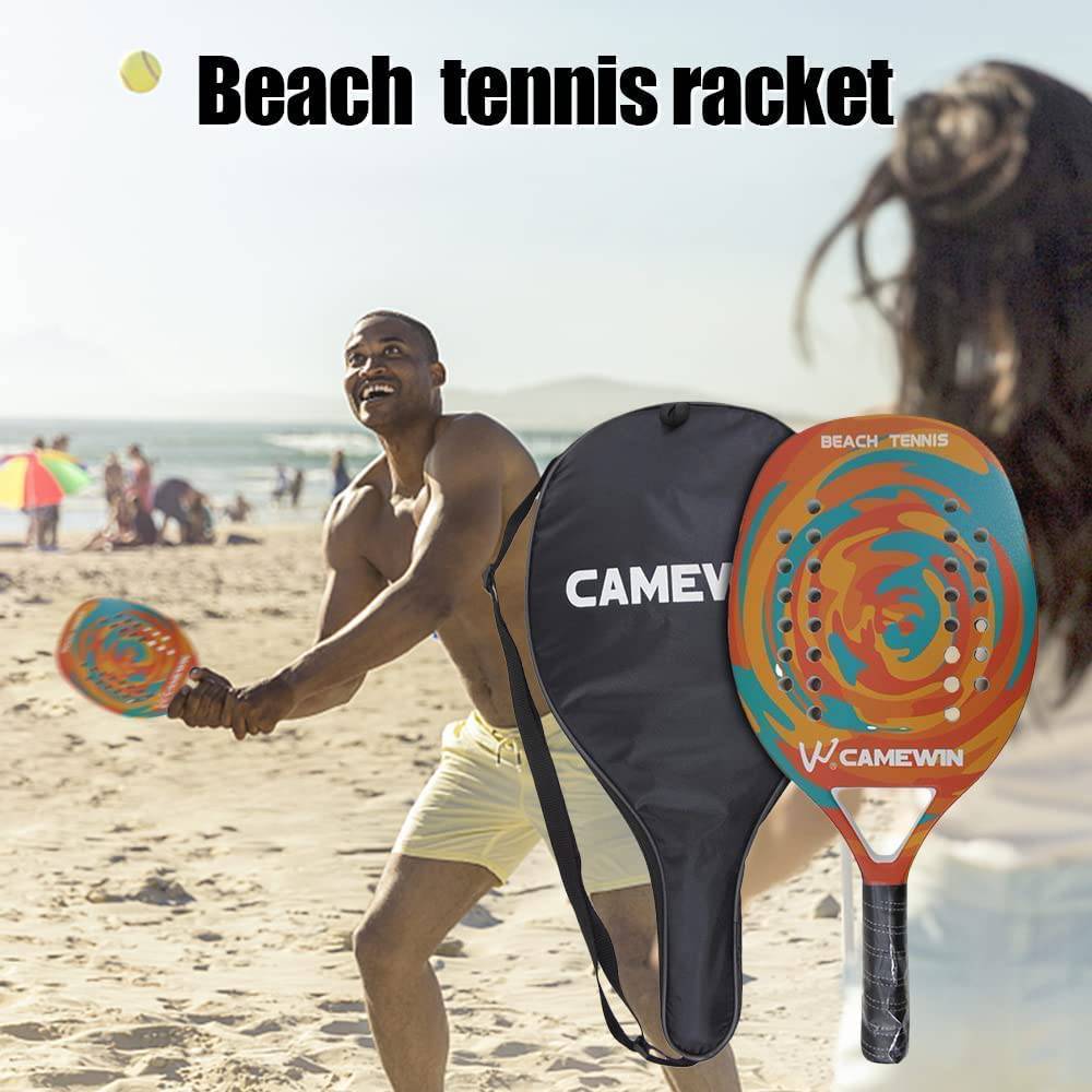 COOLBABY Beach Tennis Paddle Racket Pop Tennis Paddle Racquets Carbon Fiber Grit Surface with EVA Memory Foam Core Padel Racket - COOLBABY