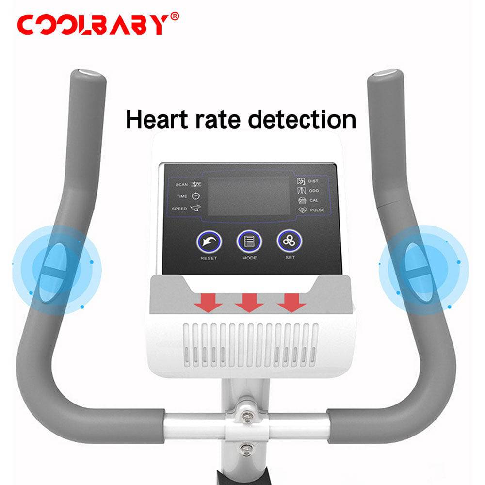 COOLBABY Compact Magnetic Exercise Bike with HD Electronic Watch and Heart Rate Monitoring - COOLBABY