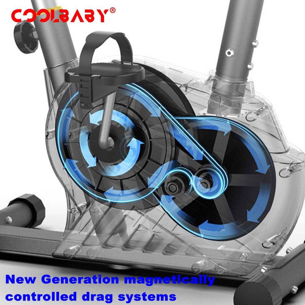 COOLBABY Compact Magnetic Exercise Bike with HD Electronic Watch and Heart Rate Monitoring - COOLBABY