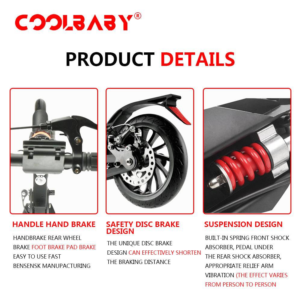 COOLBABY CRHB2-BLK Collapsible Scooter for Adults - COOL BABY