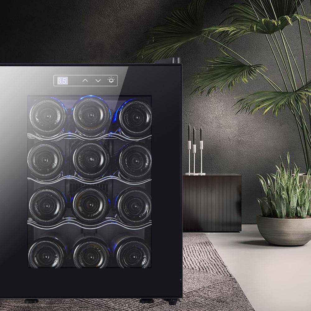 COOLBABY CZBX19 12 Bottles of Constant Temperature & Humidity Electronic Beverage Wine Cooler Freestanding Mini Wine Fridge Cabinet - COOLBABY