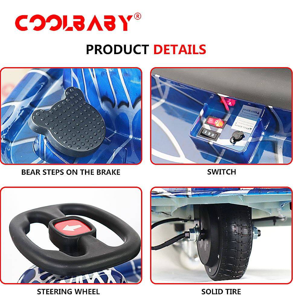 COOLBABY DP7H-LHX  3 Speed 36V Electric 360 Spinning Drifting Ride On Scooter Crazy Car For Kids good gifts - COOLBABY