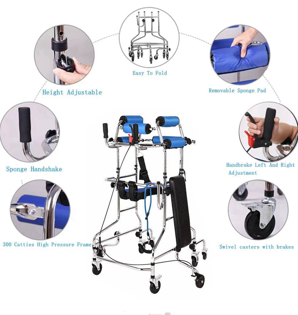 COOLBABY Elderly Walker with 8 Wheels and Handbrake – Enhanced Support for Lower Limb Training - COOLBABY