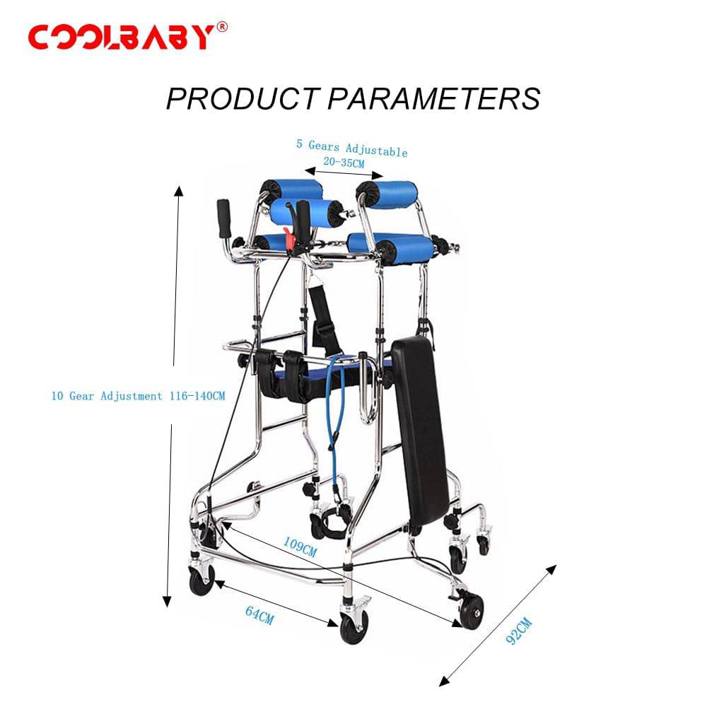 COOLBABY Elderly Walker with 8 Wheels and Handbrake – Enhanced Support for Lower Limb Training - COOLBABY