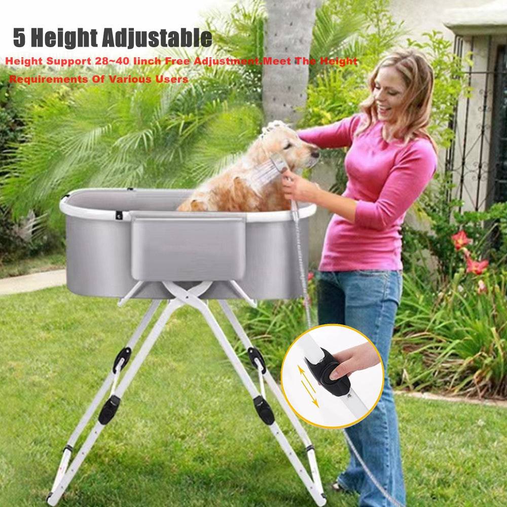 COOLBABY Elevated Dog Bath - 5 Height Adjustable Foldable And Portable Dog Washing Stations - COOLBABY