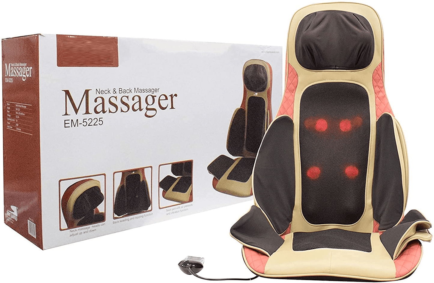 COOLBABY EM-5225 Neck and Back Cushion Massager With Rolling Heating. - COOLBABY